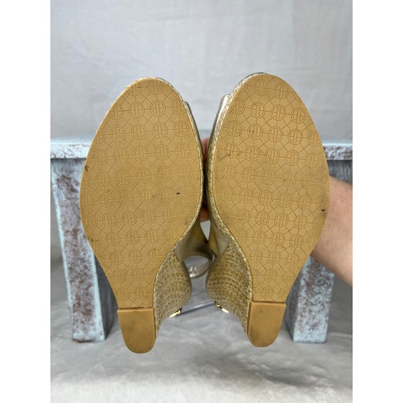 Lilly Pulitzer Gold Gigi Slingback Wedge Heels Espadrille Women Size 7.5 - Picture 7 of 9